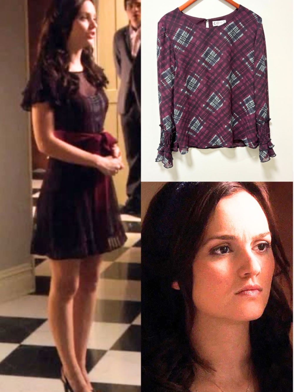 ASO Blair Waldorf Gossip Girl Nanette Lepore Sheer Purple Alt Blouse Size L